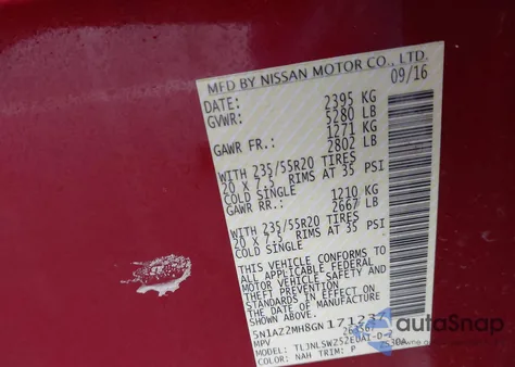 2016 Nissan Murano Platinum из США, поврежденный, VIN 5N1AZ2MH8GN171237